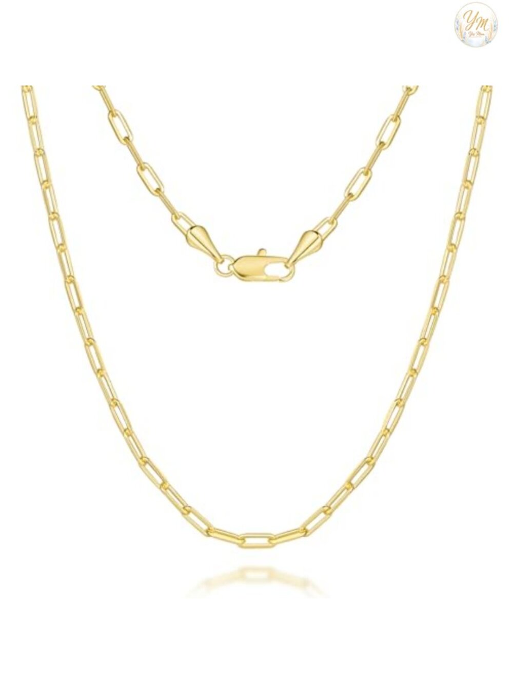 14k Gold Plated Paperclip Chain Necklace for Women Men Lobster Clasp